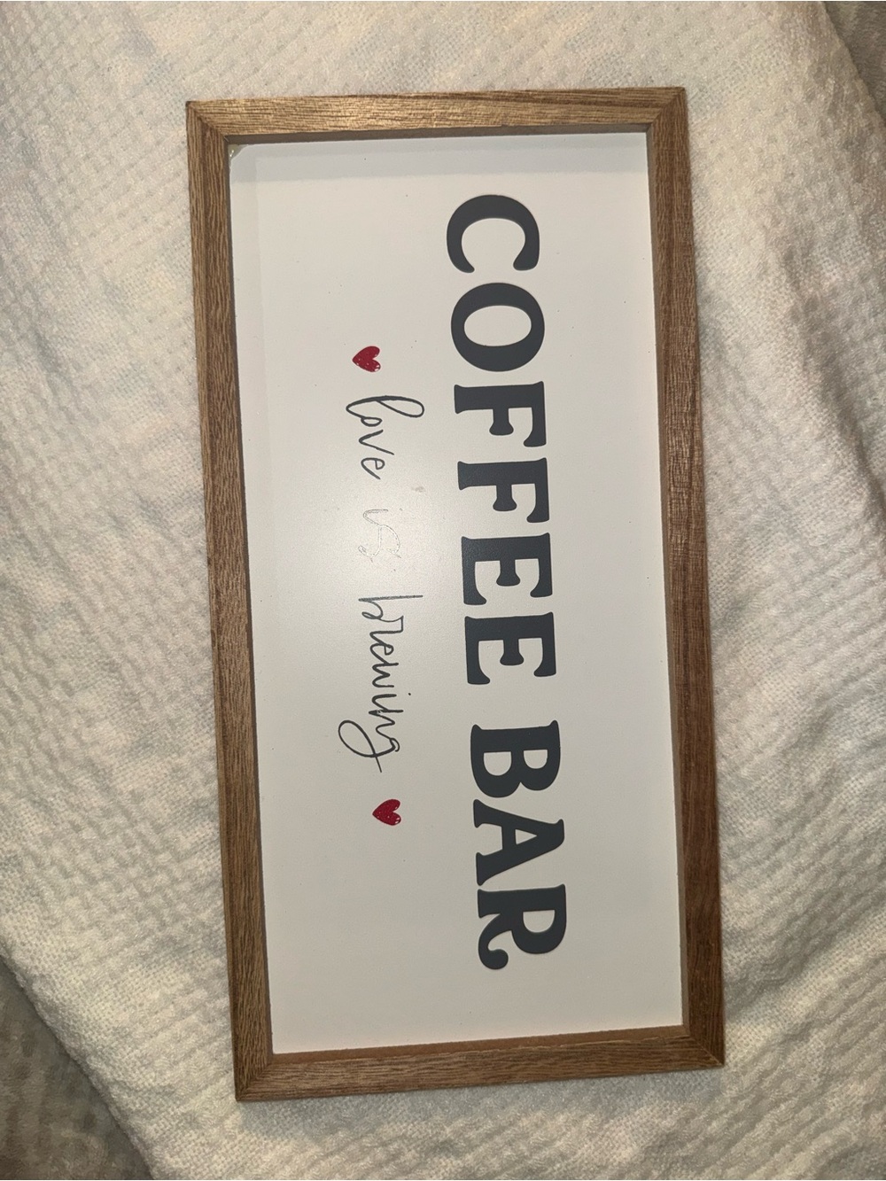Target Coffee Bar Sign - White, Black & Red with Wood Frame
